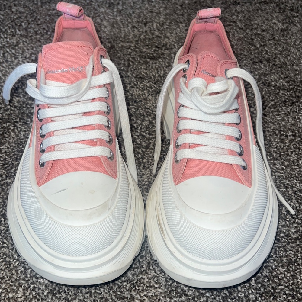 Alexander McQueen Pink and White platform Sneakers